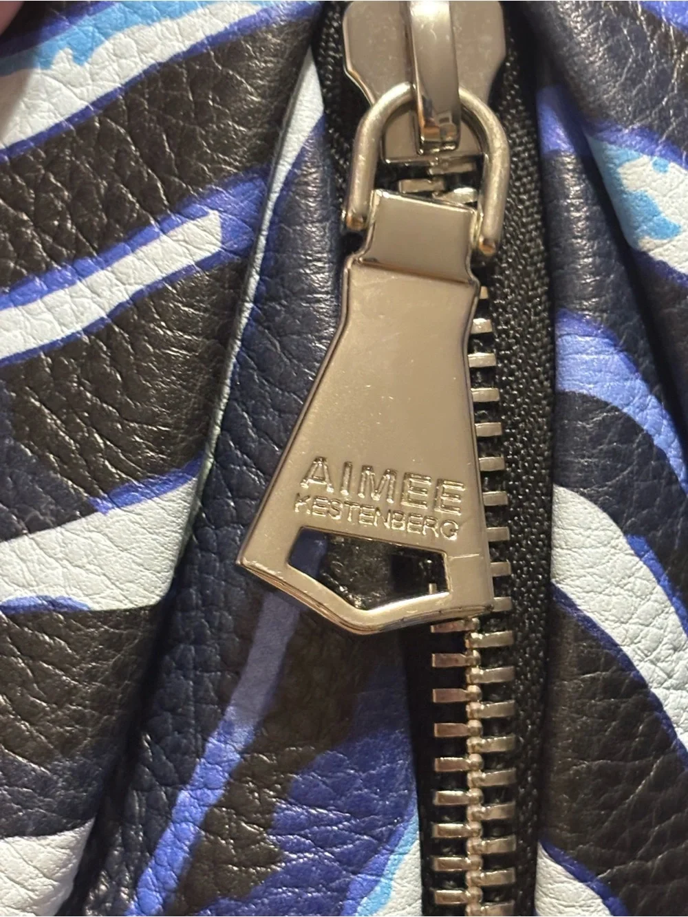 Aimee Kestenberg Blue and Black Zebra Print Leather CrossbodyTamitha